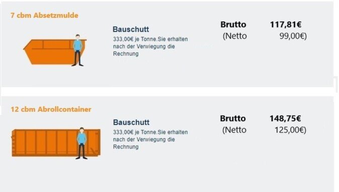 Preise Bauschutt